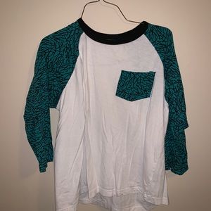 Blue and Black Baseball Style T-Shirt